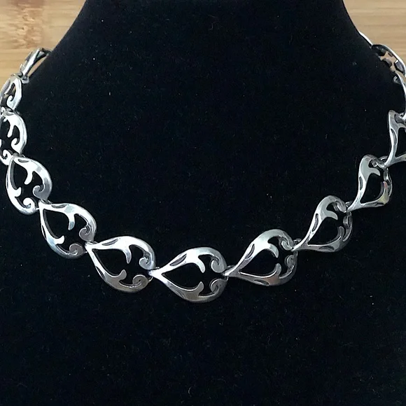 $248 Designer Sterling Estate Necklace 42 Grams Marked EAC 925 STERLING TAXCO - Picture 3 of 7